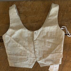 Anthropologie Beige Button-Up cropped Vest